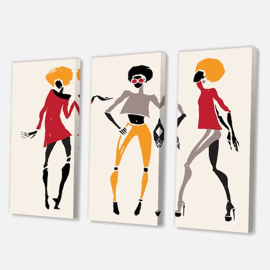Designart - African American Women Silhouettes I - Modern Canvas Wall Art Print